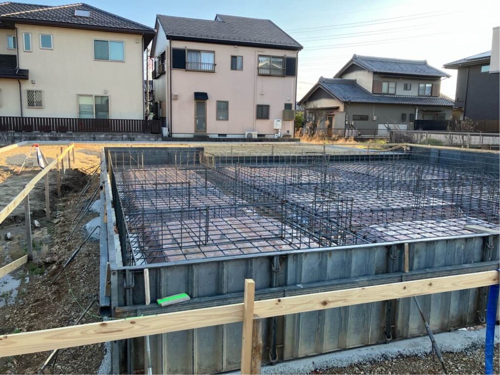 基礎の配筋工事の様子です